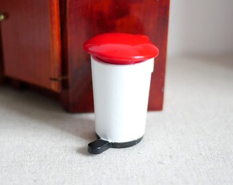 Dollhouse Miniature Metal Garbage Bin