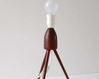 Mid-century Danish teak tripod table lamp