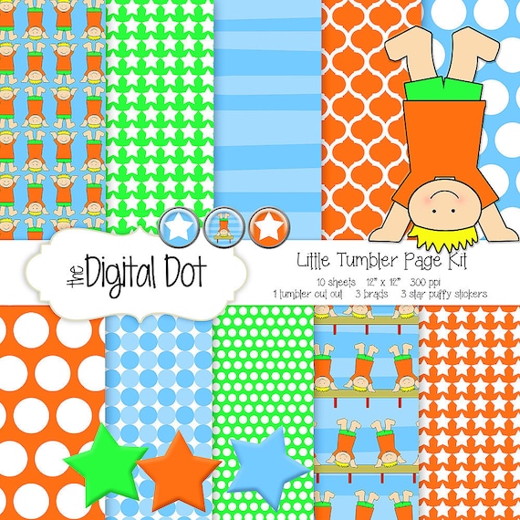 Gymnastics Digital Paper Tumbler Digital Scrapbook Paper