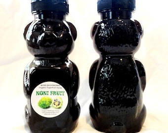 Organic NONI FRUIT Superfruit Honey -12oz- non-GMO, Morinda citrifolia herbal infused gourmet wildflower honey bear