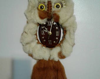 Vintage macrame owl clock