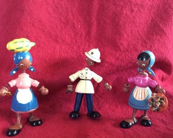 Vintage wooden miniature Caribean dolls