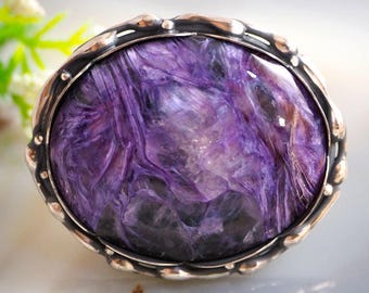 Purple Charoite Ring Sterling Silver Jewelry