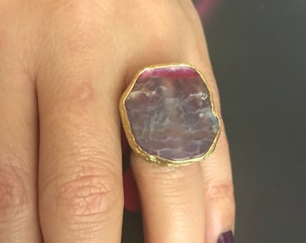 Gemstone Ring , Agate ring, Purple Ring, Gold Filled Ring, Adjustable ring