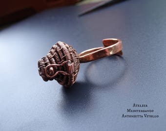 Wire Wrapped Copper Ring Poison Ring Locket Ring. Adjustable.
