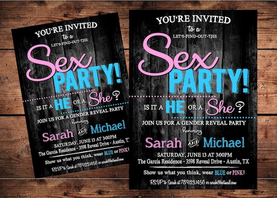 Sex Party Gender Reveal Invitation Digital File