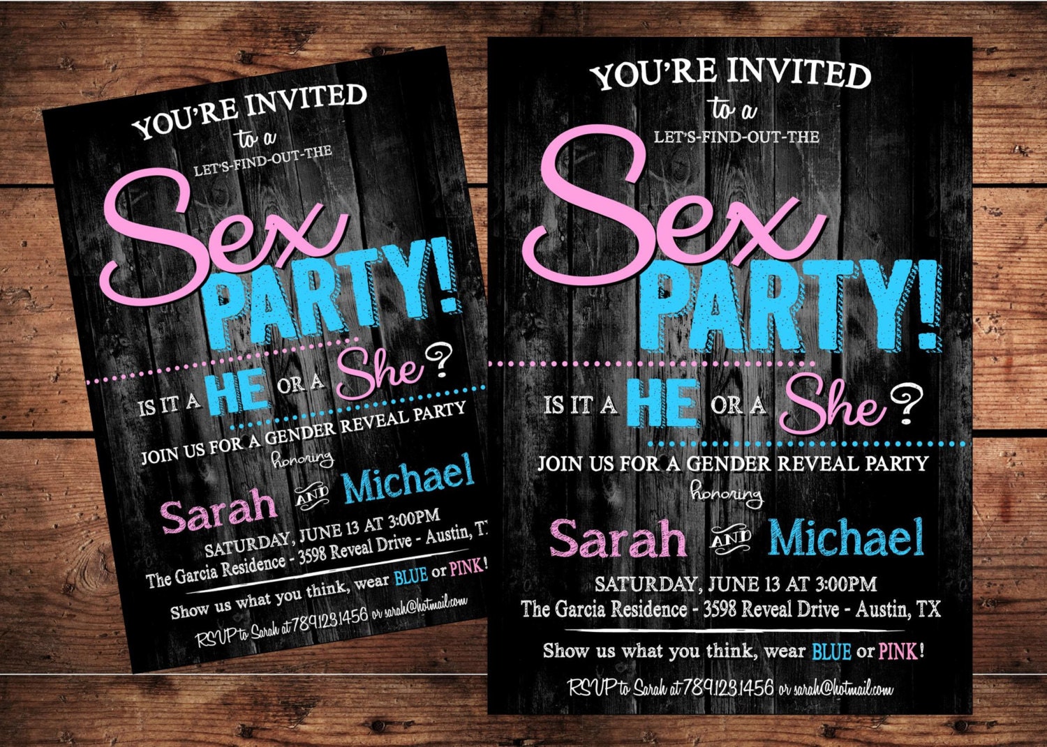 Sex Party Gender Reveal Invitation Digital File 