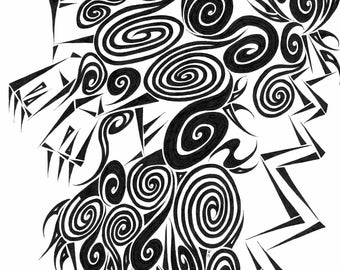 Black and White A5 print of Heraldic Lion