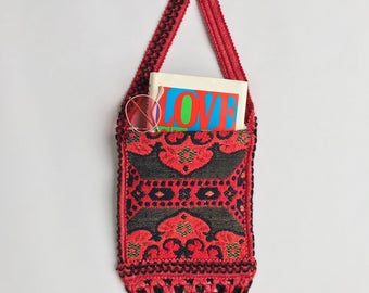 60's/70's Vintage Handwoven Wool Purse W/ Tassles