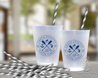 Nautical Party Cups | Boating Party Cups | Personalized Plastic Cups | Custom Party Cups | Monogram Cups | Party Cups