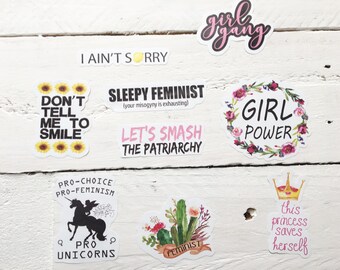 Feminist Vinyl Sticker Pack Floral Feminist Stickers Journal Stickers Empowerment Stickers Girl Power Stickers Feminist Vinyl Stickers