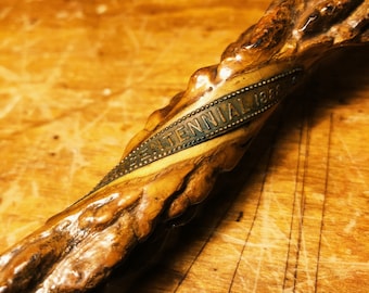 Antique Ohio Centennial Walking Cane - 1888 - Signed "W.A.K." - Brass Label - 1788 to 1888 - Rare Antique Centennial Walking Stick -