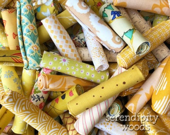 YELLOWS - Bit by Bit Stash Builder Bundles 20 30 or 40 pc Color Bundle Different Fabrics You Choose Quantity, Sweet Sixteenths™, 9” x 10/11”