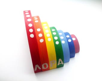 Personalized Rainbow Stacking Toys Montessori Learning Toys Waldorf Wooden Toys Counting Kids Learning Toys Colors Wooden Rainbow for Kids