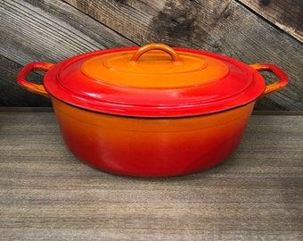 2pc Descoware Oval Dutch Oven, Ridged Lid