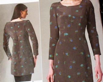 Vogue Pattern, V1251, Misses dress, fitted bust and waist , fully lined & underlined dress, sleeve back exposed zippers, Sz: 14, 16, 18, 20