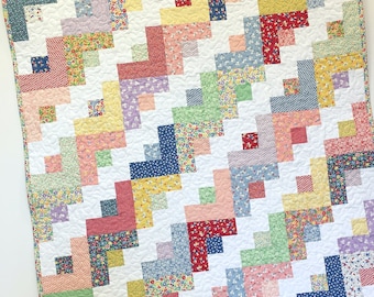 Baby Girl Quilt 1930s Style Log Cabin Nursery Crib Bedding
