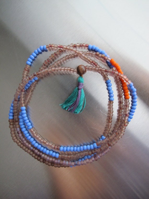 Download Periwinkle Color Block Beads Strand Tassel Necklace Long
