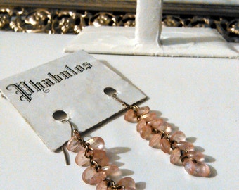 Vintage Cluster Faceted Rose Beaded Chandelier Silver Hook Earrings