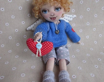 Rag Doll, Angel Doll, textile Doll, Handmade doll,Gift to the child, Child angel