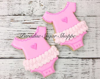 Girly Ruffle Onesie Decorated Cookies - 1 Dozen
