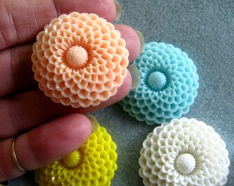 Large Mum Flower Cabochons Acrylic Lucite Resin 35mm Choose Your Colors 901