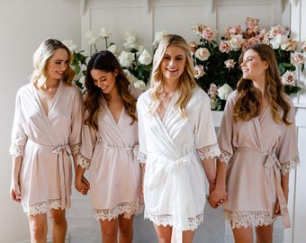 Lace Bridal Robe // Bridesmaid Robes // Robe // Bridal Robe // Bride Robe // Bridal Party Robes // Bridesmaid Gifts // Satin Robe // Lauren