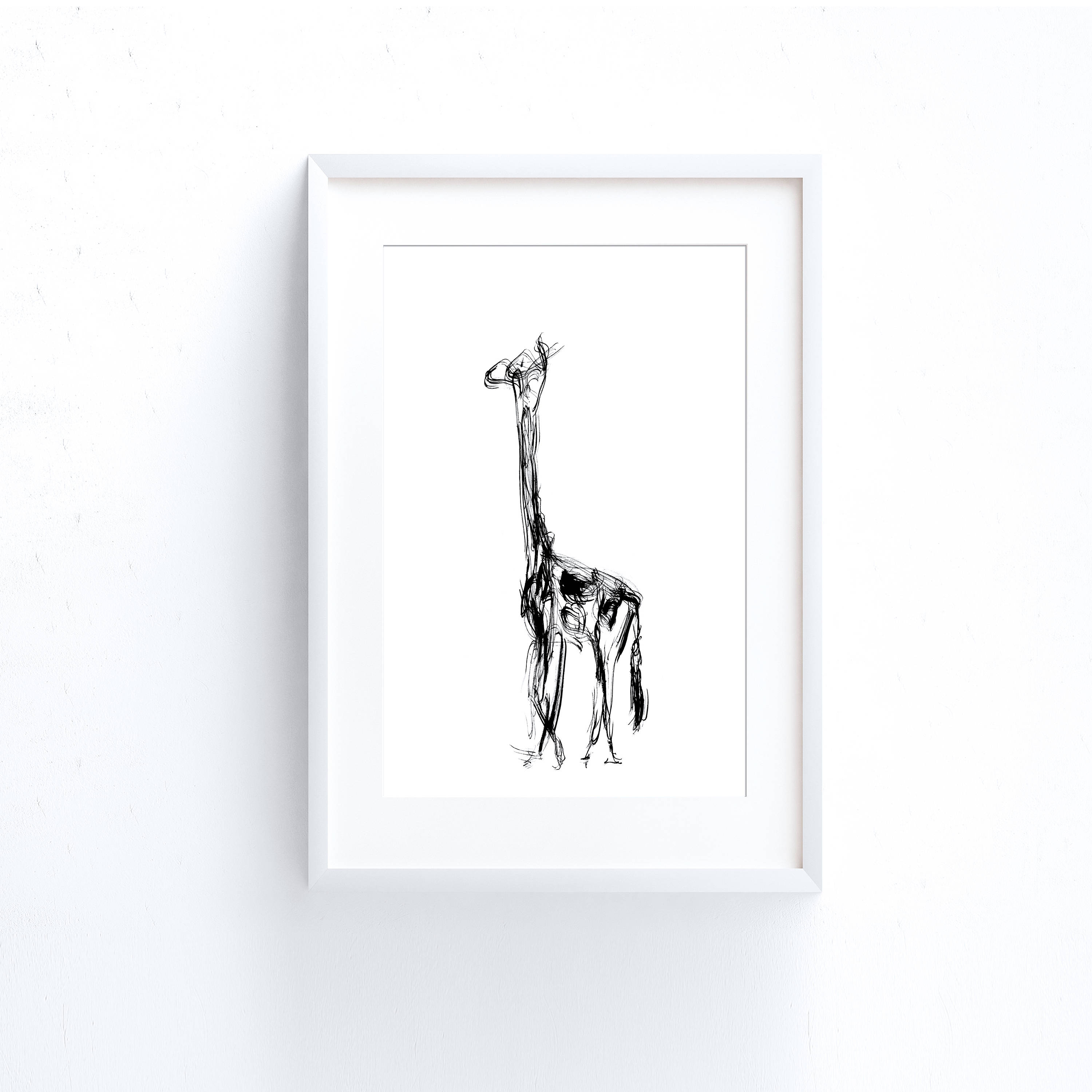 Giraffe print black white abstract sketch animal print