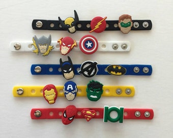 Superhero Party Favors, Charm Bracelets, Avengers Party, Superhero Birthday