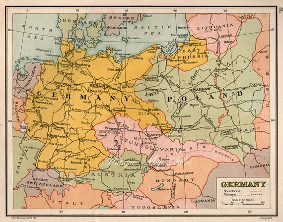 Deutschland Karte 1940 Ländern Nationen Atlas antike