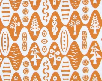 Modern Fabric - Andover Flock Thomas Knauer Mod Trees Tangerine Orange /Yd