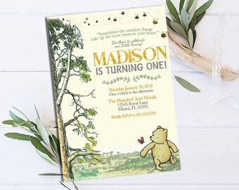Classic Winnie the Pooh Birthday Invitation, Winnie the Pooh Birthday Invitation, Winnie the Pooh Birthday, Winnie the Pooh Party Decor