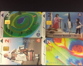 Phone Cards Latvia 4 Pcs Lattelekom Telekarte 1999 2000 2001 2002 2 Ls C107