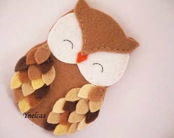 Personalized felt owl ornament - handmade felt owl ornament - felt Christmas ornament - Christmas ornament - Shades of brown owl 2018