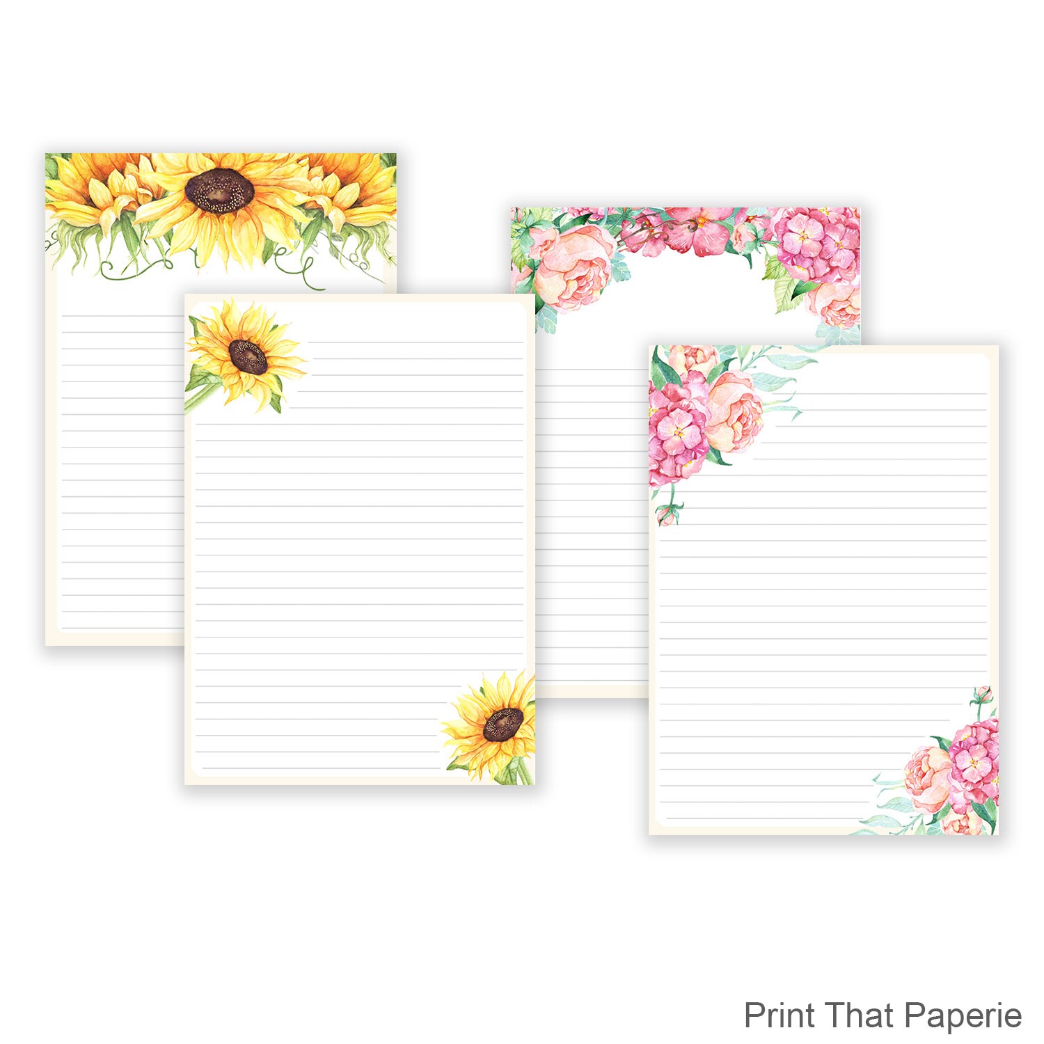 floral printable writing paper stationary paper flower flower writing paper