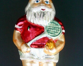 Christopher Radko RETIRED “On the Court” Glass 1995 Ornament No. 95-045-0 / Tennis Playing Santa / Made in Poland / Collectible