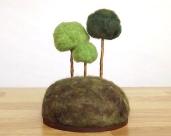 Rounded Trees in Greens - Miniature Forest Sculpture Pincushion - Made To Order Home Decor Nature Gift Mom Crafty Mom Gift