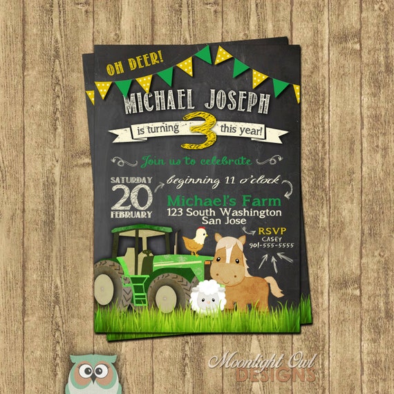 John Deere Tractor Birthday Invitations 1