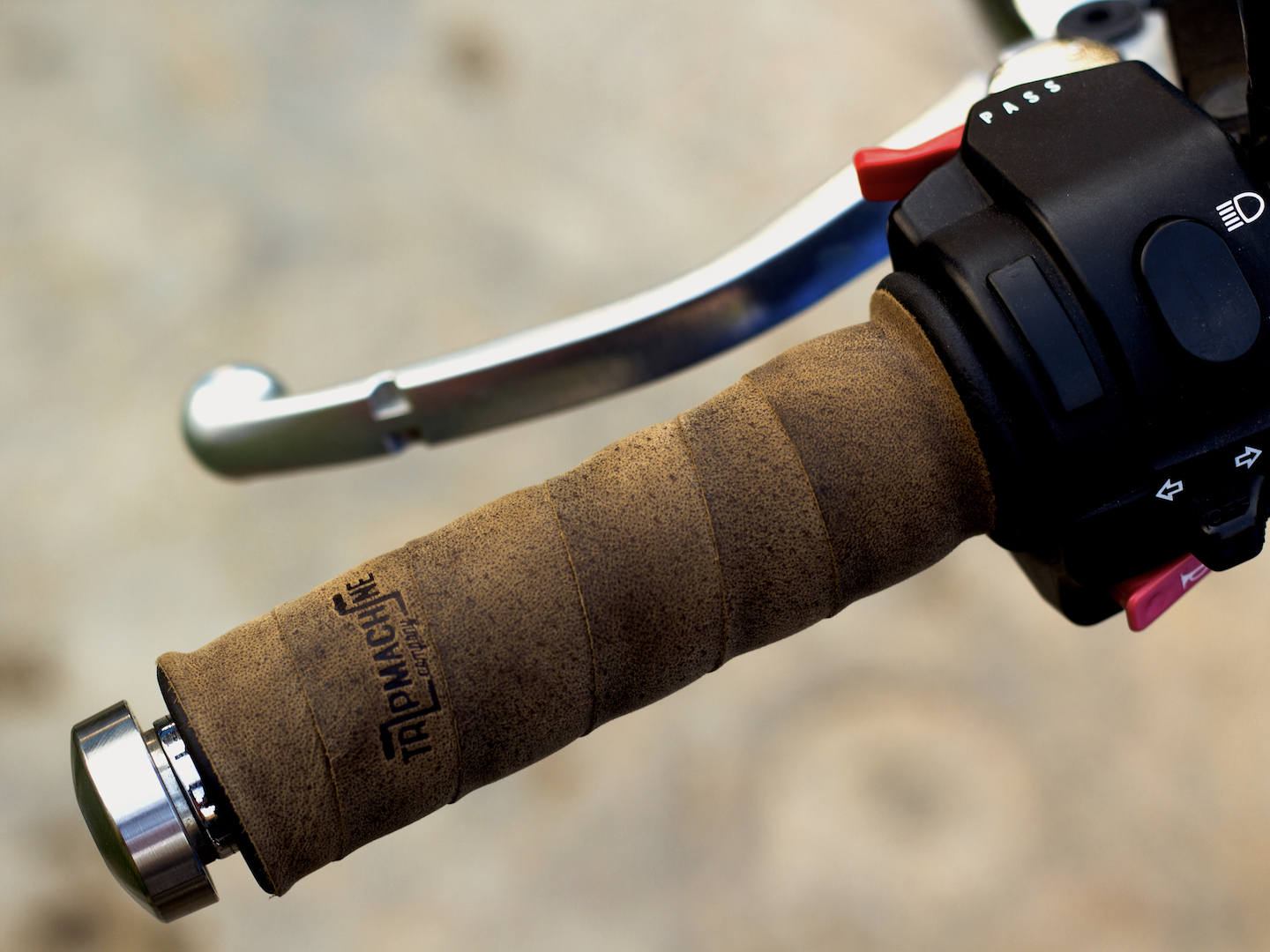 Leather Motorcycle Grips Wrap Tobacco Brown