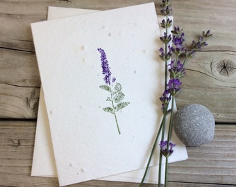 Lavender. Plantable Greeting Card. Wildflower Seeded Paper. Birthday/Thank You/Get Well Card. Eco-friendly note card. Cards that bloom!