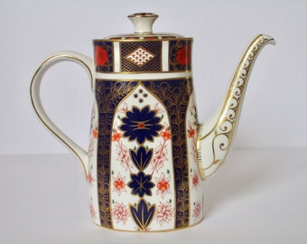 Royal Crown Derby England Old Imari Bone China Tea Pot, Vintage Tea Serving Tableware