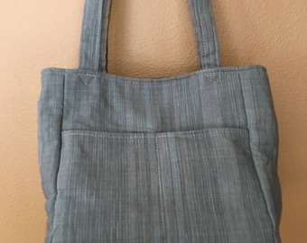 Florence#1611, Muted Green Upholstery Knitting Bag, Knitting Project Bag, Small Project Tote, Crochet Project Tote, Yarn Bag, Yarn Storage