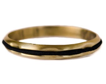 Hair Tie Bracelet, Hair Tie Holder, Hair Tie Bangle - Brushed Gold