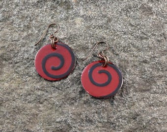 Torch fired Swirl enamel earrings