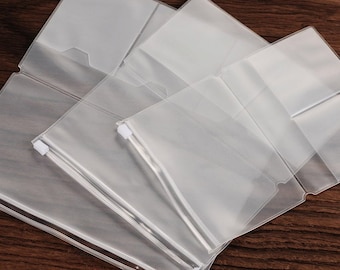 Travelers Notebook Frosted PVC Plastic Zipper Pouch and Card Holder A5, A6, and Pocket Size