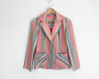 Vintage Blazer - Kids Blazer - Cotton Jacket - Childrens Clothing - Striped Blazer - Boho Jacket - Cotton Blazer - Vintage Kids Clothes