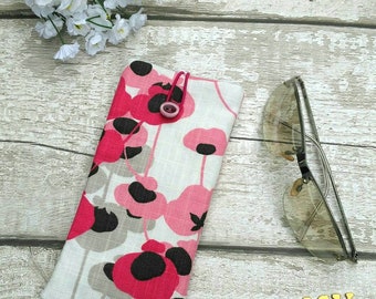 Glasses Case Cotton slip case Padded cosy Spectacles Eyeglasses and Sunglasses Handmade gift Poppies Gift for her
