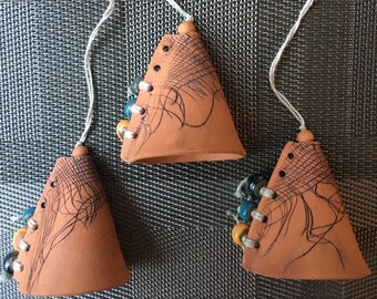 Handmade Ceramic Clay Textured Bells