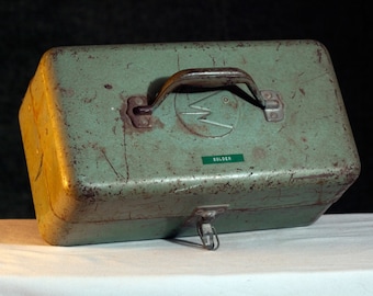 Vintage Metal Tool Box Tote Craft Carrier Solder J.C Higgins