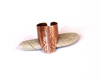 Etched Copper Triangle Shield Ring (R515)